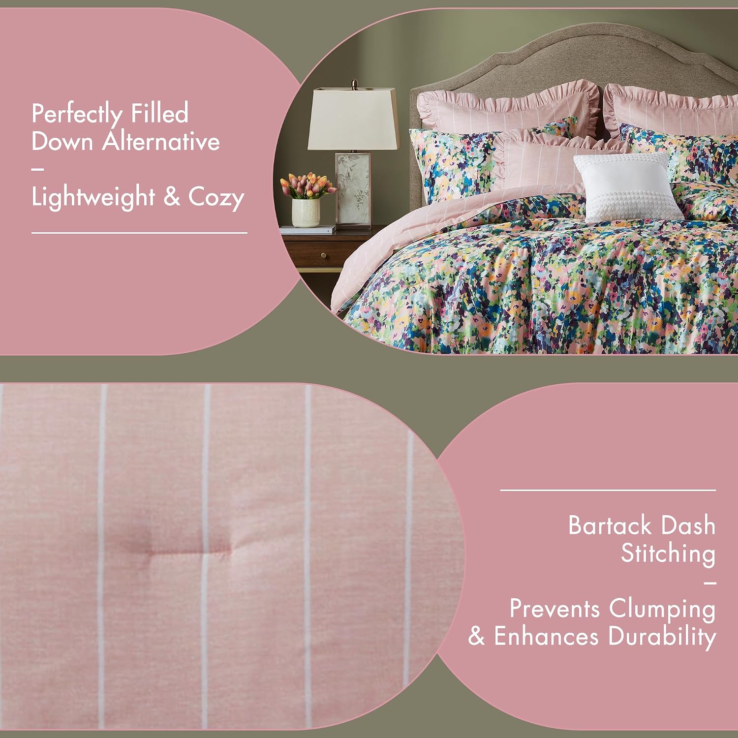 Madison Park Queen Comforter Set Cotton, Microfiber Reverse, Floral Reversible Comforters Queen Size Bed, All Season Bedding Queen Size Comforter, Shams, Pillows, Ophelia, Queen Multi 8 Piece