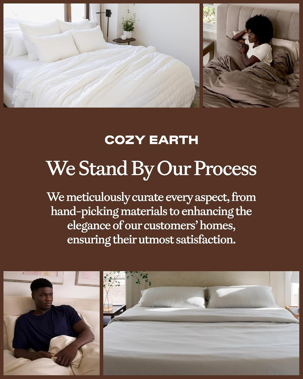Cozy Earth Luxury Duvet Cover Queen - 100% Viscose from Bamboo - Ultra-Soft, Cooling & Lightweight Duvet Cover - Temperature-Regulating Bedding with Concealed Zip & Interior Snap Closures - Driftwood