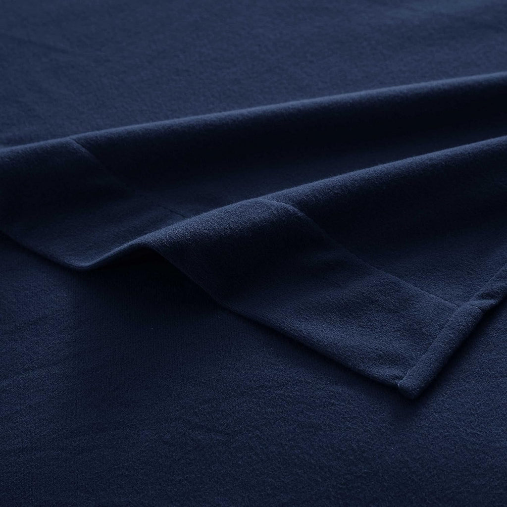 Flannel Sheets Warm and Cozy Deep Pocket Breathable All Season Bedding Set with Fitted, Flat and Pillowcases, Twin, Navy (Pack of 8)