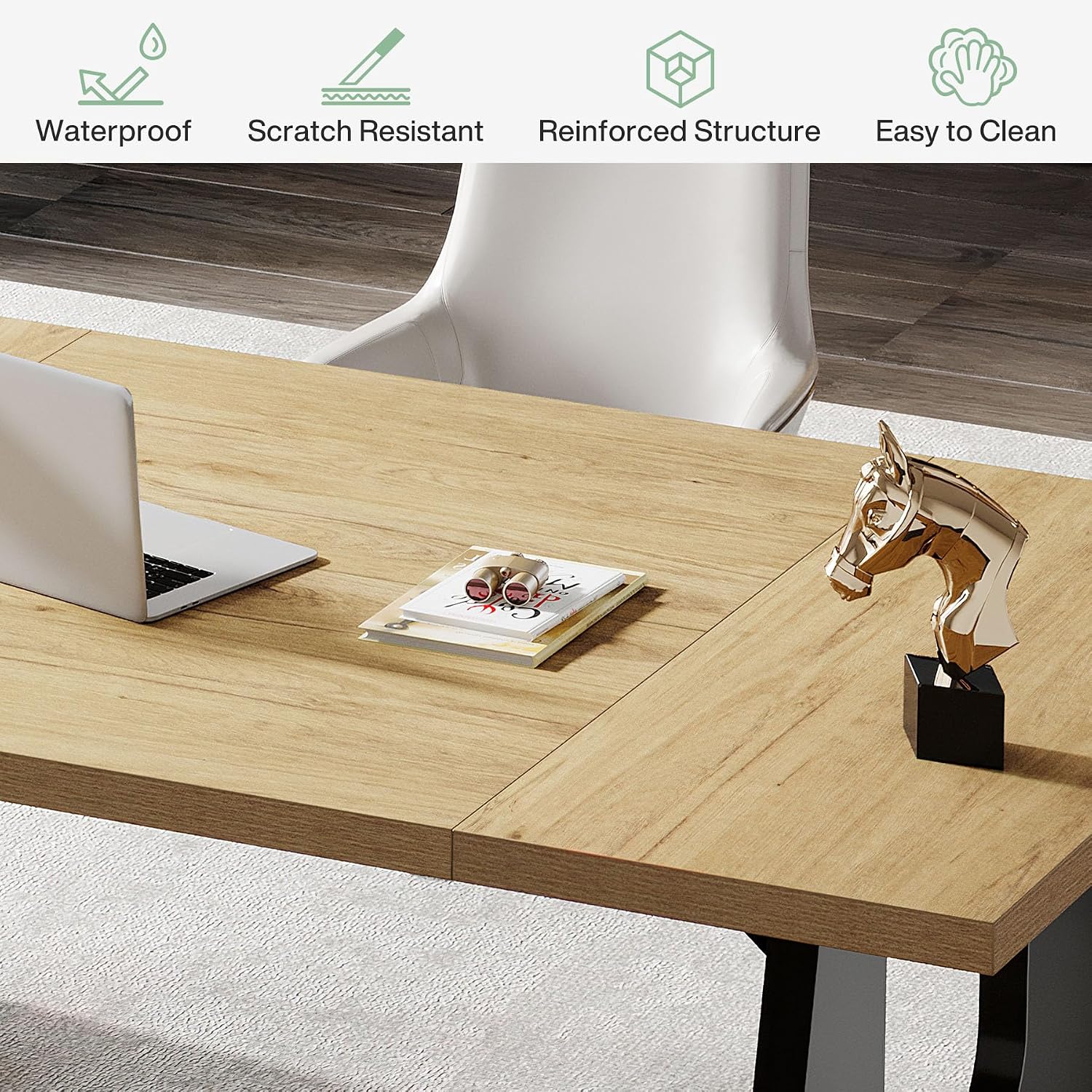 Tribesigns 70.86-Inch Executive Desk, Large Computer Office Desk with Double Wood Pedestal, Modern Simple Style Rectangle Writing Table for Home Office