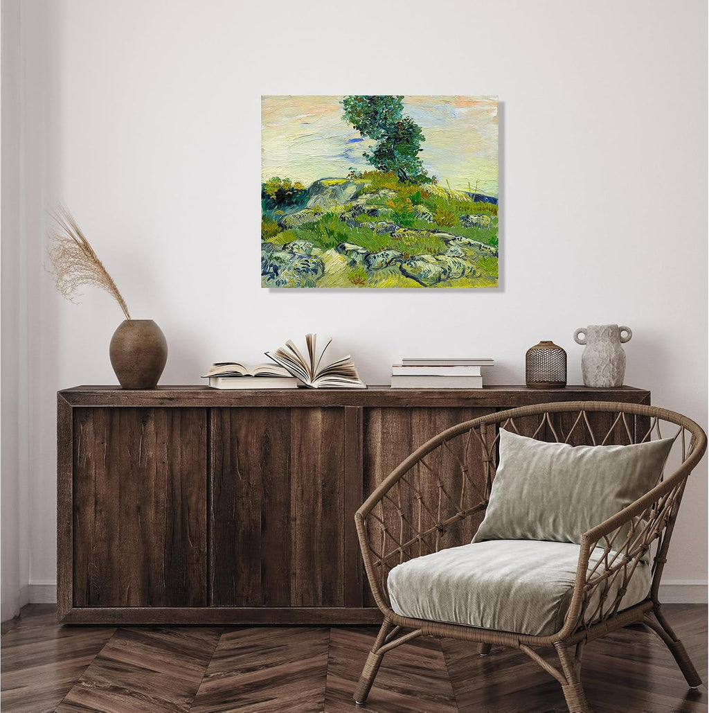 The Rocks Wall Art Canvas Prints 45x36x1.5, Vangogh Classic Art Reproductions. Giclee Print& Museum Quality Framed Art.