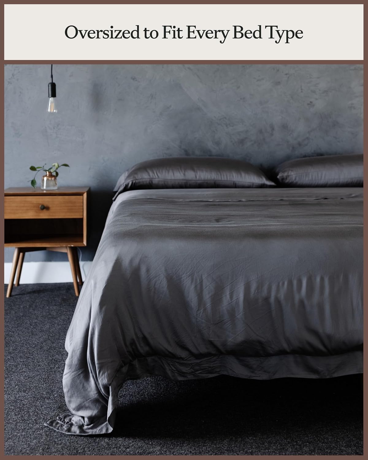 Cozy Earth Luxury Duvet Cover Queen - 100% Viscose from Bamboo - Ultra-Soft, Cooling & Lightweight Duvet Cover - Temperature-Regulating Bedding with Concealed Zip & Interior Snap Closures - Charcoal