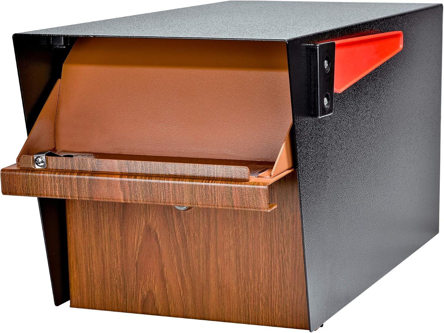 Mail Boss Curbside, Wood Grain 7510 Mail Manager Locking Security Mailbox, Steel, Black