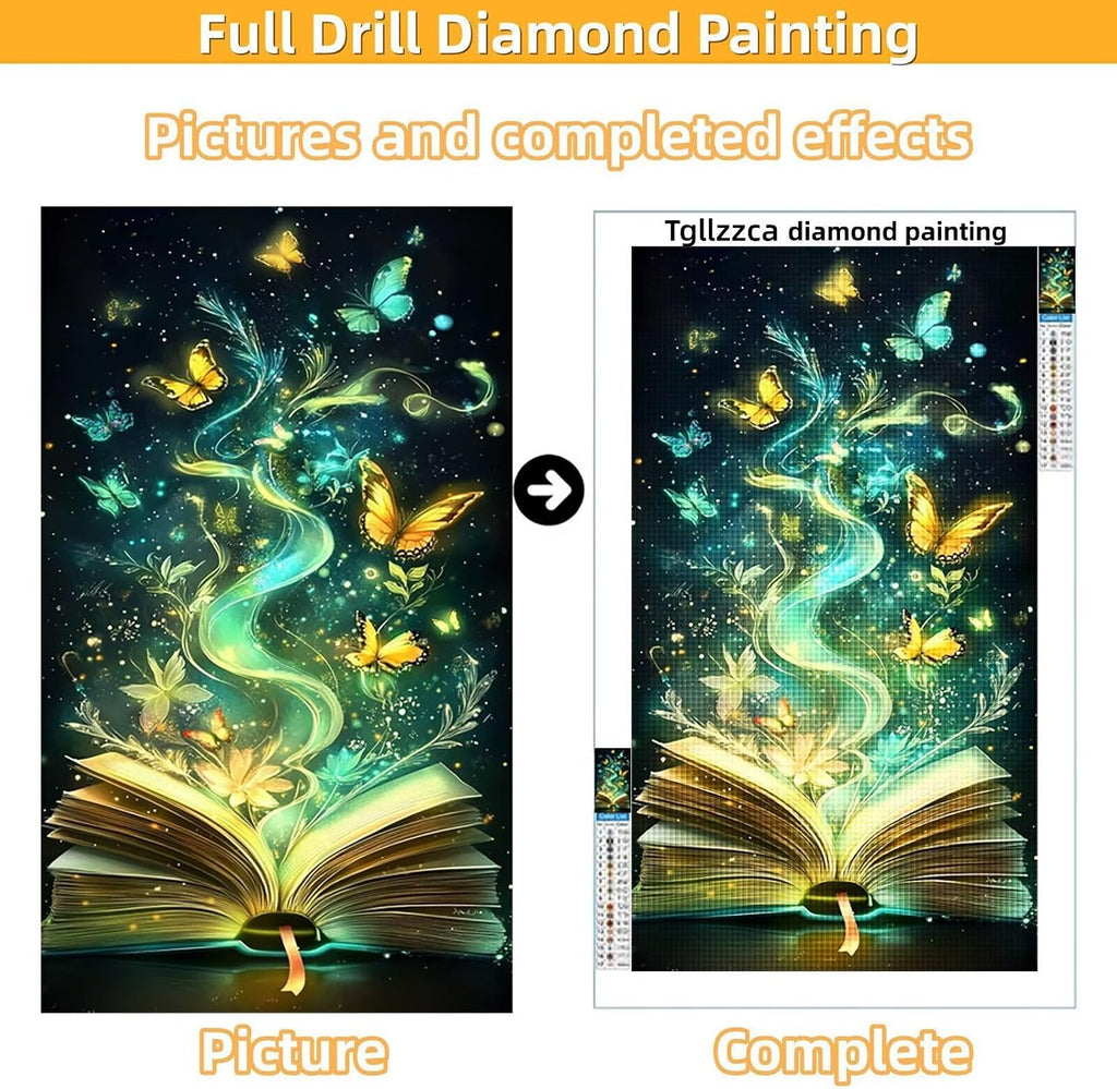 Diamond Art Kits for Adults Magic Book Diamond Painting Kits, 5D DIY Square Flowers Full Drill Dimond Art Paintings Crystal Crafts for Adults for Gift Home Wall Decor, Large Size 36 x 72 Inch,Model900