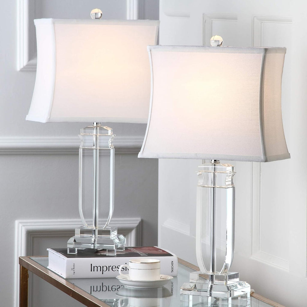 SAFAVIEH Lighting Collection Olympia Crystal 24-inch Bedroom Living Room Home Office Desk Nightstand Table Lamp Set of 2 (LED Bulbs Included)