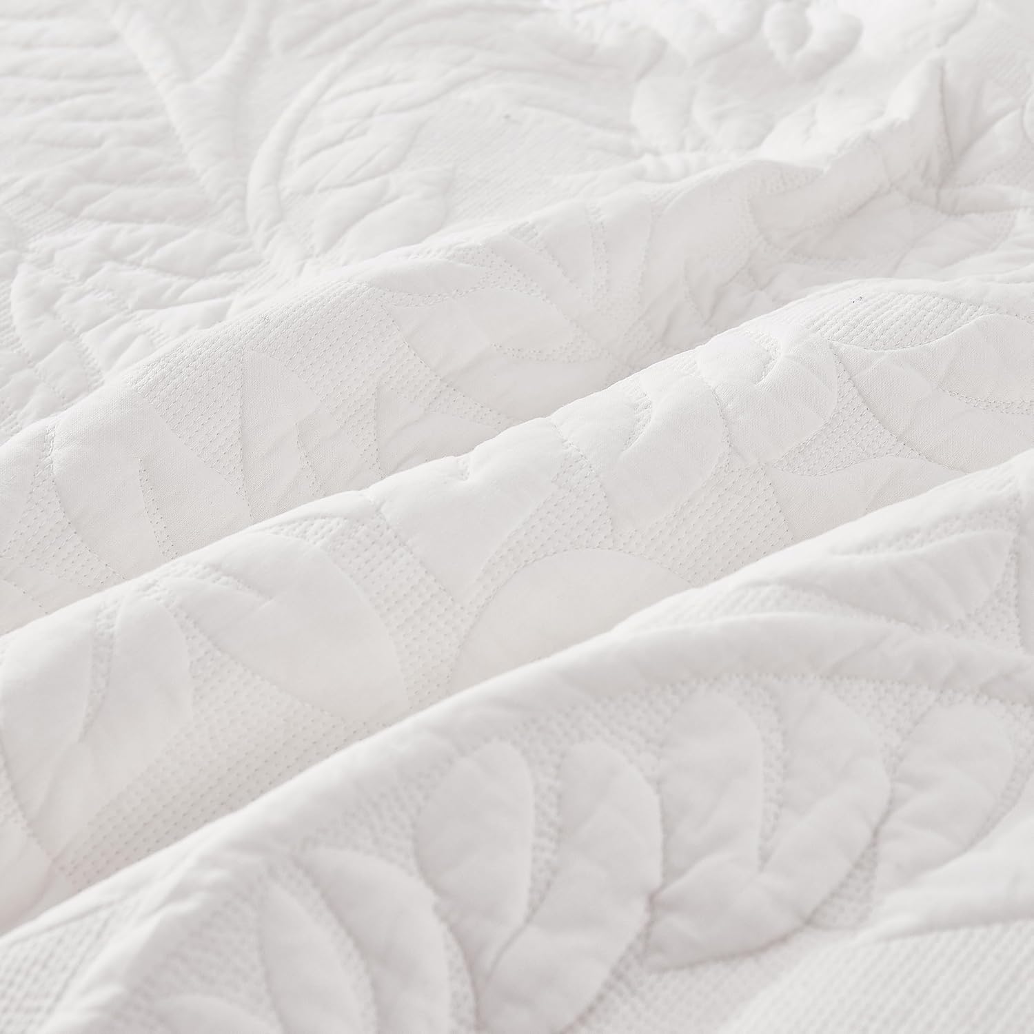 MarCielo 3-Piece 100% Cotton Oversized Bedspread Lightweight Quilt Coverlet Embroidery Farmhouse Bedding Set T0 (Bright White, Oversized Queen (100'x106'))
