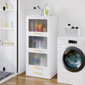erosoei Metal Tall Narrow Bathroom Storage Cabinet，Slim Bathroom Storage Cabinet with Flip-up Acrylic Doors and Drawers，Pantry Cabinets for Kitchen, Bedroom, Living Room, Laundry Room