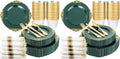 Nervure 175PCS Green Plastic Plates - Disposable Green Gold Party Plates & Pre Rolled Napkins with Cutlery for 25 Guests, 50Plates, 75Silverware, 25Cups, 25Napkin for Wedding & Party (Pack of 2)