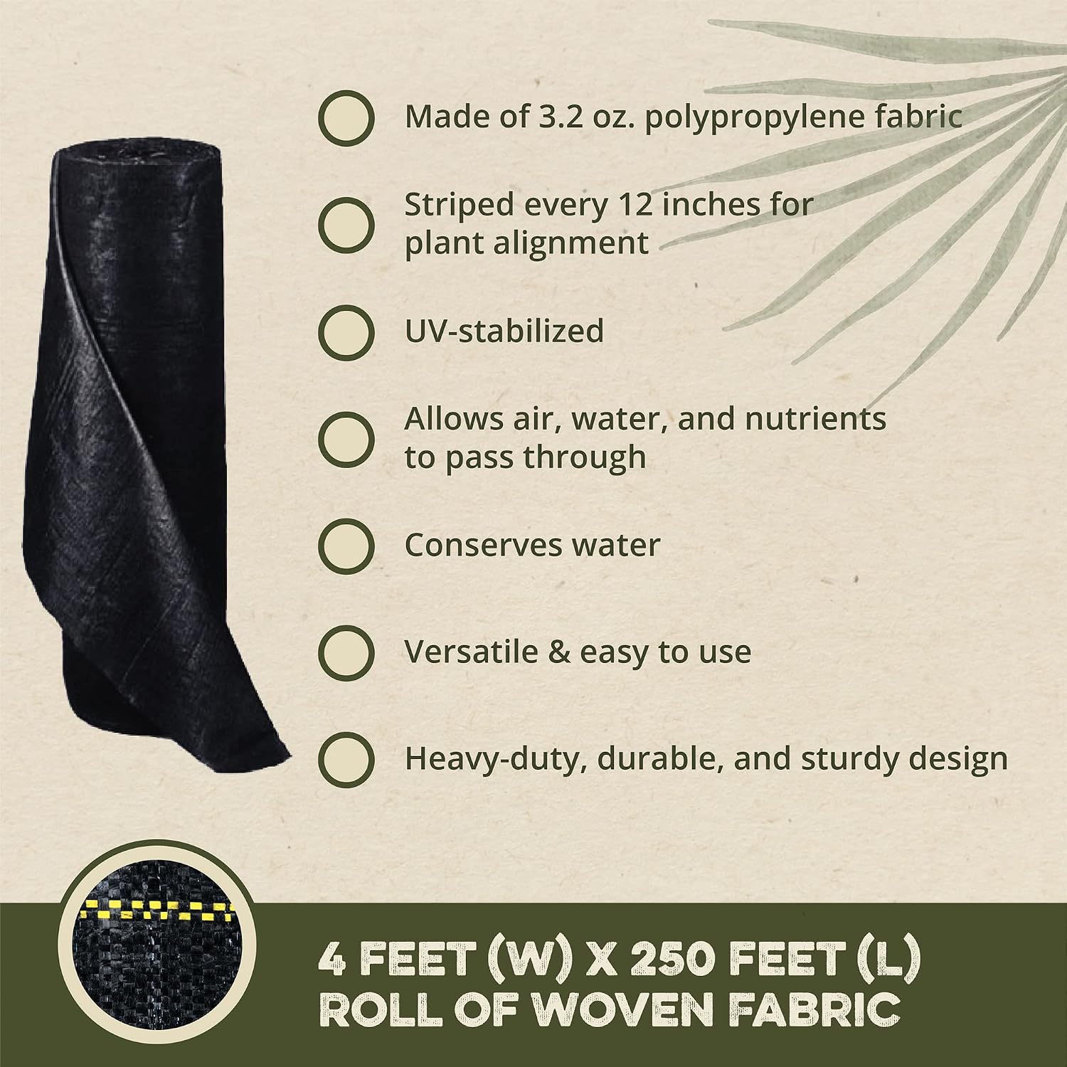 DeWitt 5-Pack Pro-5 Weed Barrier Fabric 5 oz, 4 x 250 Feet – Heavy-Duty Woven Landscape Ground Cover Mat for Raised Garden Bed, Greenhouse Gardening, Outdoor Landscaping, and Commercial Planting