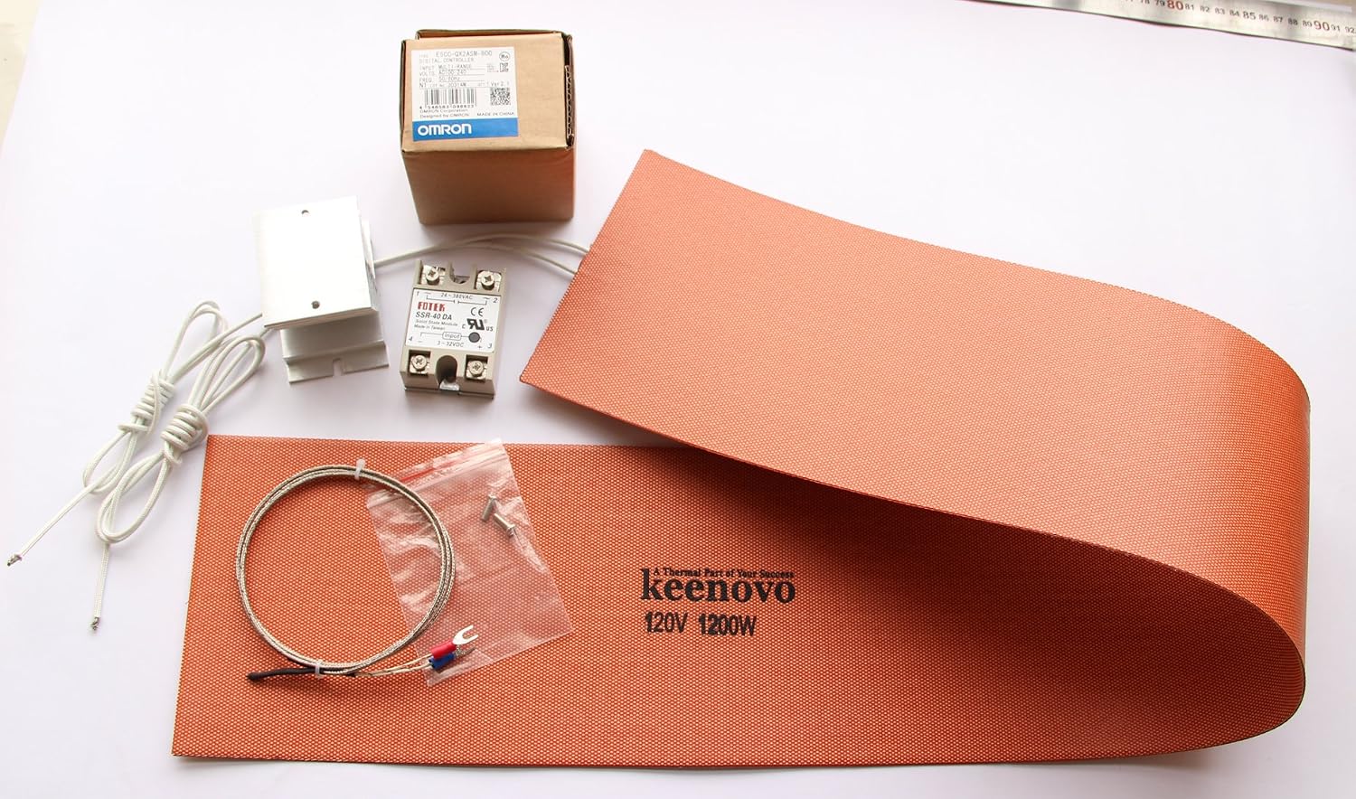 KEENOVO Silicone Heater Blanket for Musical Instrument Bending/Molding, Guitar Side Bending Blanket, 6' X 36', 1200W@120V, w/PID Controller +SSR + K type Thermocouple Controlling Kit