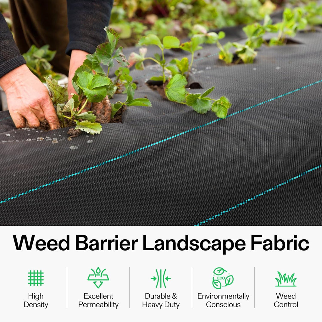 VIVOSUN Premium Weed Barrier Landscape Fabric Heavy Duty, 6ftx300ft 5oz Double-Layered Weed Control Mat with High Permeability, Commercial Ground Cover, Easy Set up & Superior Weed Control