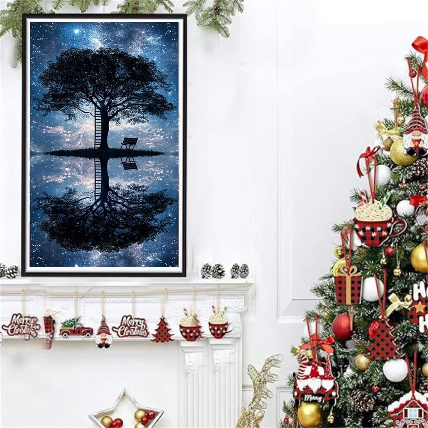 Diamond Art Kits for Adults Tree Diamond Painting Kits, 5D DIY Round Galaxy Full Drill Dimond Art Paintings Crystal Rhinestones Crafts for Adults for Home Wall Decor, Large Size 36 x 72 Inch, Model795