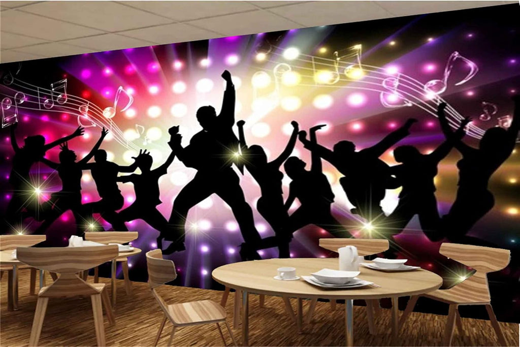 MWZ3480 Music Singing Dancing Show Stars HD 3D Wallpaper for Disco Club Karaoke[12 ft x 9 ft] / [366 cm x 274 cm]