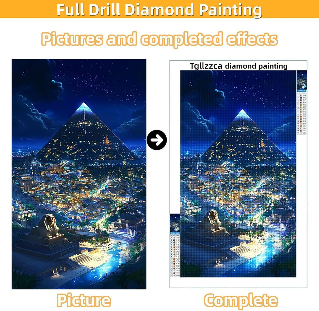 Diamond Art Kits for Adults Egypt Diamond Painting Kits, 5D DIY Square Pharaoh Full Drill Dimond Art Paintings Rhinestones Crafts for Adults for Gift Home Wall Decor, Large Size 36 x 72 Inch, Model702