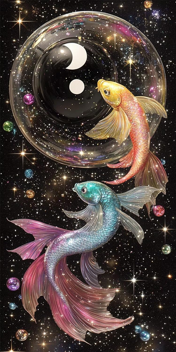 Diamond Art Kits for Adults Fish Diamond Painting Kits, 5D Round Dream Full Drill Dimond Art Paintings Crystal Rhinestones Crafts for Adults for Gift Home Wall Decor, Large Size 36 x 72 Inch, Model657
