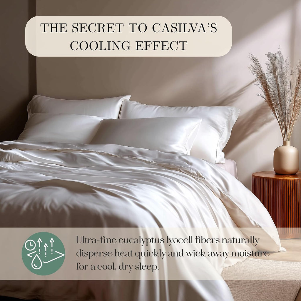Eucalyptus Sheets - Infused with Silver for Anti-Odor, Softer Than Silk Fibers, More Cooling Than Cotton - Perfect for Hot Sleepers & Sensitive Skin - 100% Tencel Lyocell - Cali-King Sheet Set