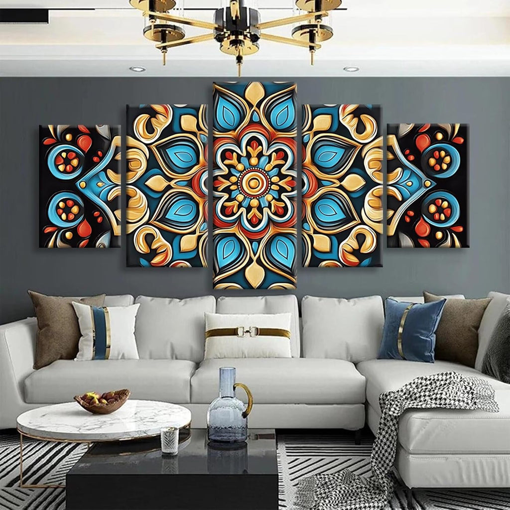 Bohemia Diamond Art 5 Piece Diamond Painting Flower 5D DIY Full Square Drill Dimond Art Paintings Rhinestones Crafts for Adults Gem Painting for Home Decor Large Artwork for Wall 44 x 90 Inch,Model228