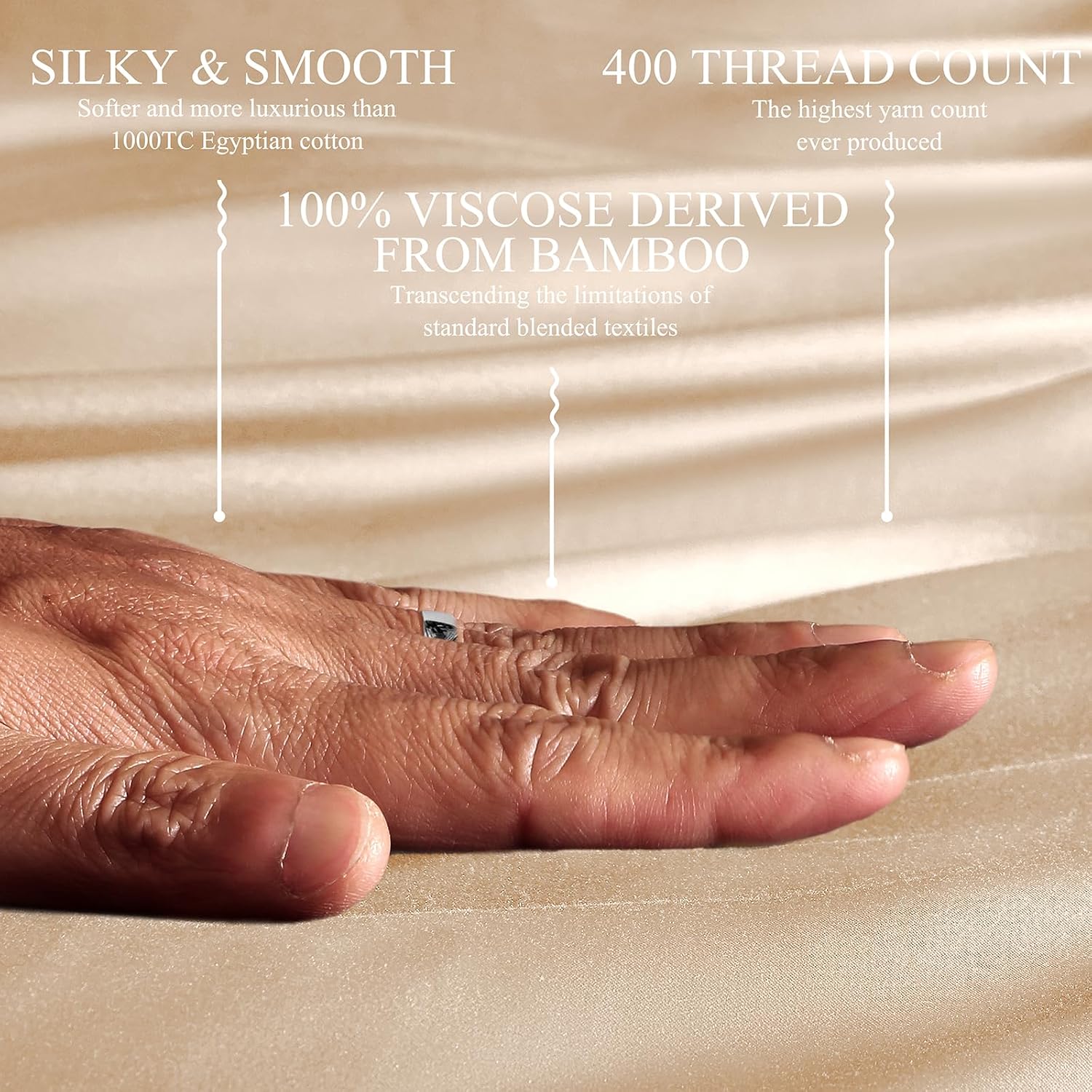 18-24 Inch Extra Deep Pocket California King Size Sheets Set, 100% Viscose Derived from Bamboo Sheets Cal King Size Bed Sheets, 4Pcs Soft Taupe Cooling Sheets for Hot Sleepers