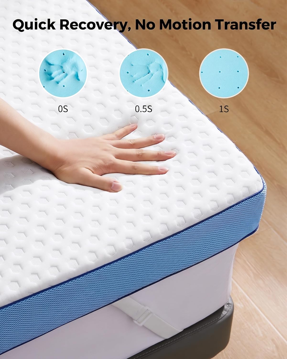 PERLECARE 4 Inch Firm Mattress Topper Queen, Cooling Gel-Infused & Bamboo Charcoal Memory Foam Bed Topper for Pressure Relief, High-Density Mattress Pad with Removable Cover