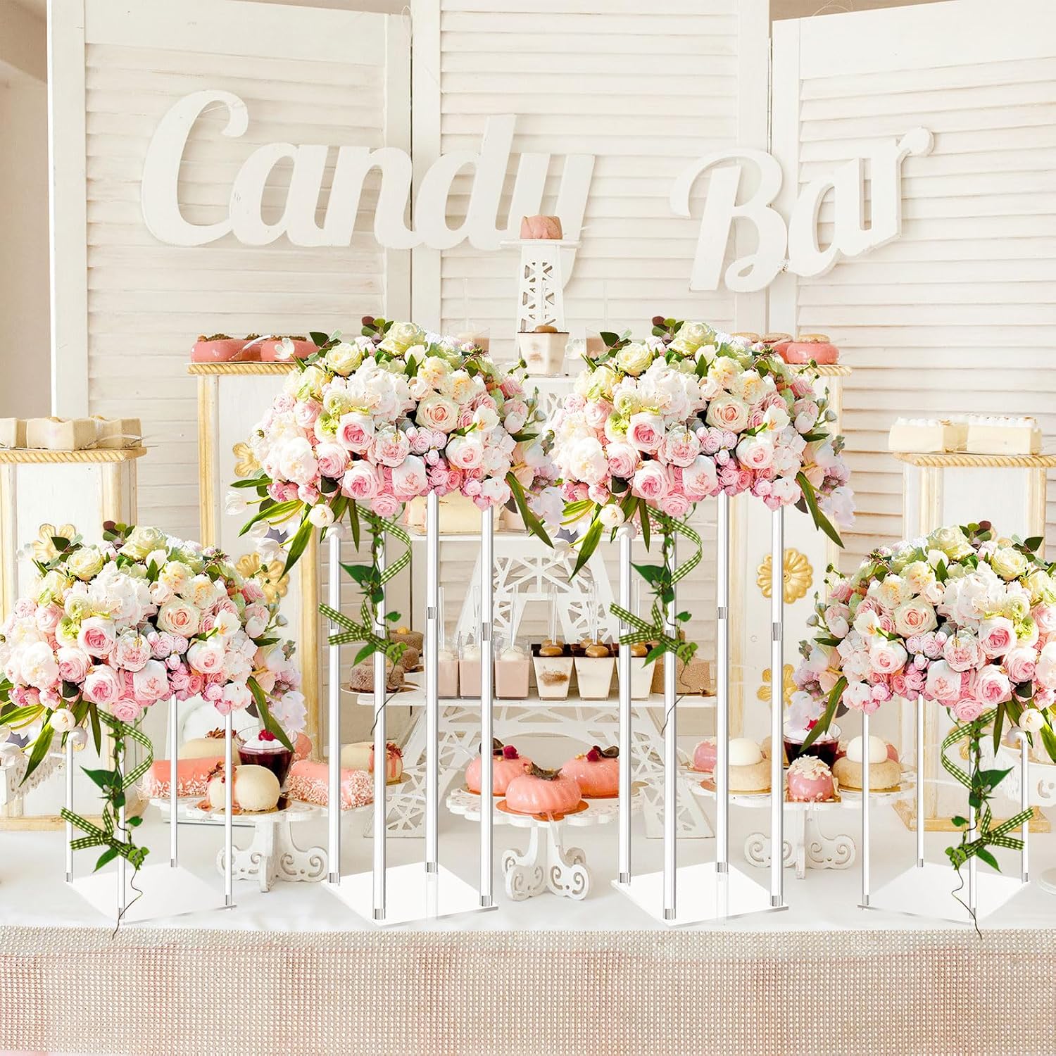 Geetery 12 Pieces Tall Acrylic Vase Wedding Centerpieces Clear Flower Stand Column Geometric Floral Vase Elegant Display Holder for Birthday Party Wedding Table Decorations (20 Inch)