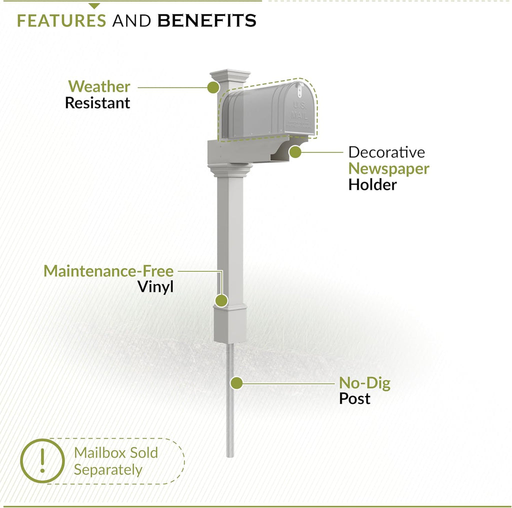 Zippity Outdoor Products ZP19013 Classica Mailbox Post, White