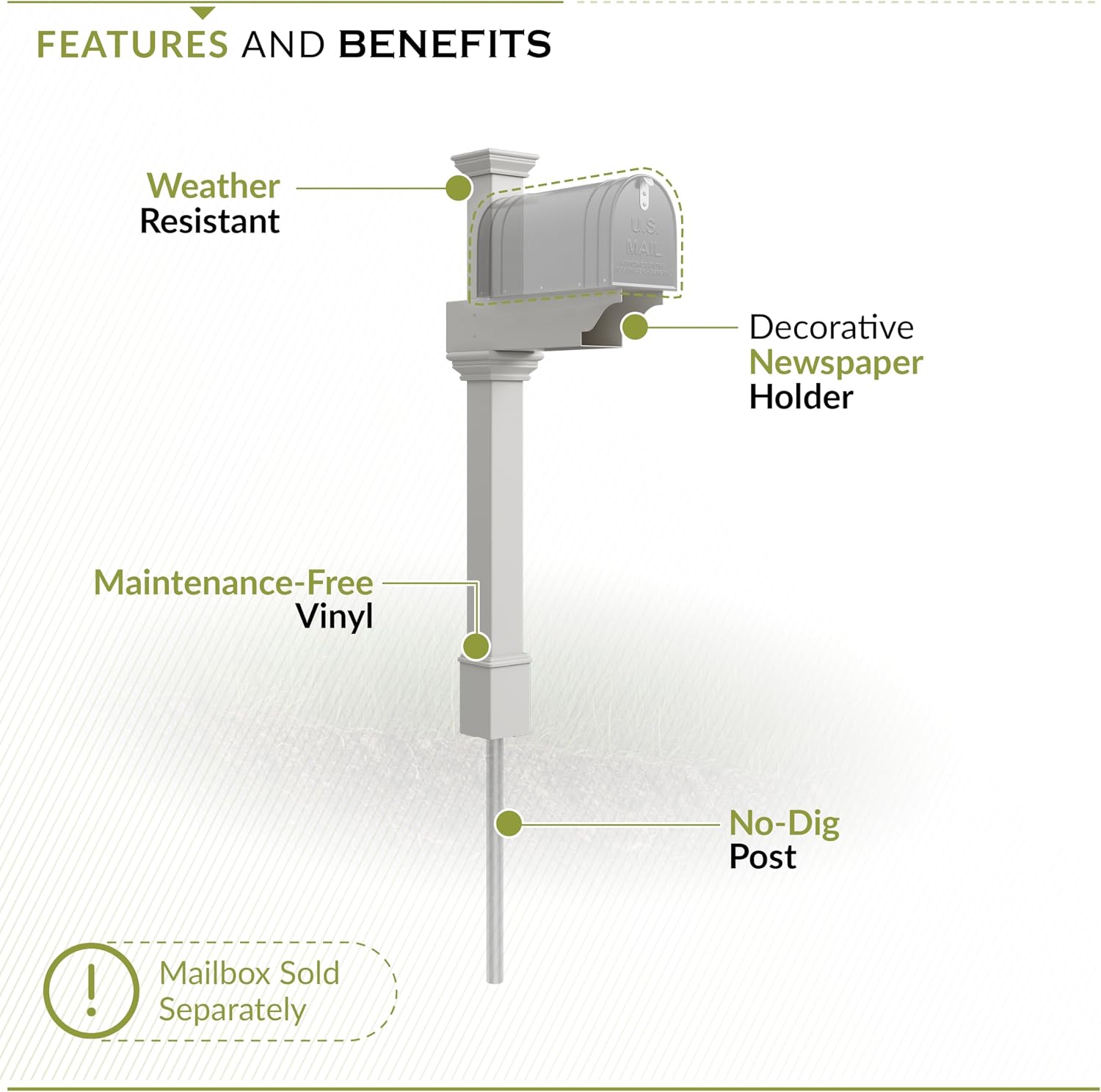 Zippity Outdoor Products ZP19013 Classica Mailbox Post, White
