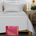 Mayfair Linen 100% Egyptian Cotton Queen Sheet Set - Luxury 1200 Series Egyptian Cotton Sheets Queen Size (4 PC, Light Grey), Silky Soft, Cooling & Breathable, 17' Deep Pocket Sateen Hotel Bedding