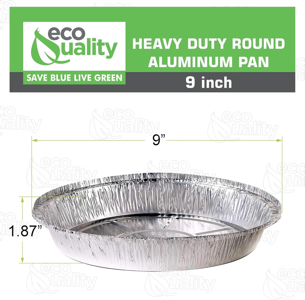 EcoQuality (400 Pack - 9 Inch Disposable Round Aluminum Foil Take-Out Pans - Disposable Tin Containers, Perfect for Baking, Cooking, Catering, Parties, Restaurants (No Lids)