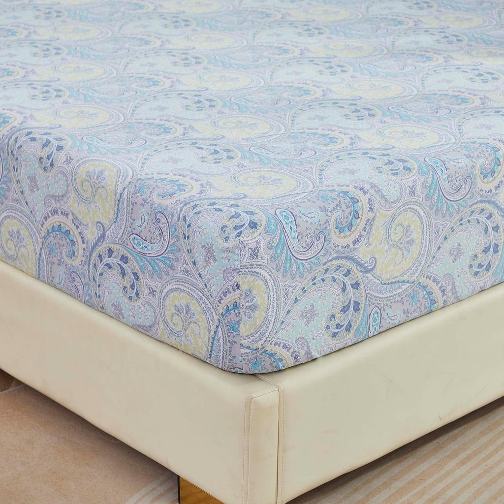 Brandream Paisley Queen Size Sheet Set Luxury Floral Boho Bohemian Medallio Bedding Collections 800 Thread Count 100% Egyptian Cotton Deep Pocket, 4 Piece, Blue