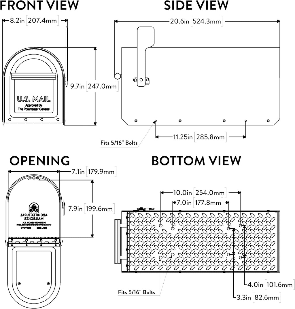 Architectural Mailboxes 5560W-R-10 Sequoia Postmount Mailbox, Large, White, 20. 79 in. x 8. 03 in. x 9. 72 in.