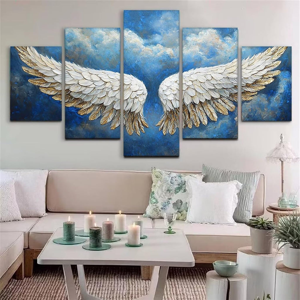 Wing Diamond Art 5 Piece Diamond Painting Feather 5D DIY Full Round Drill Dimond Art Paintings Rhinestones Crafts for Adults Gem Painting for Home Decor, Large Artwork for Wall 36 x 70 Inch, Model363