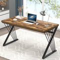 FOLUBAN Home Office Desk, Modern Wood and Metal Computer Desk, Simple Writing Work PC Desks for Bedroom, Industrial Study Gaming Table for Living Room, Rustic Brown, 53 Inch