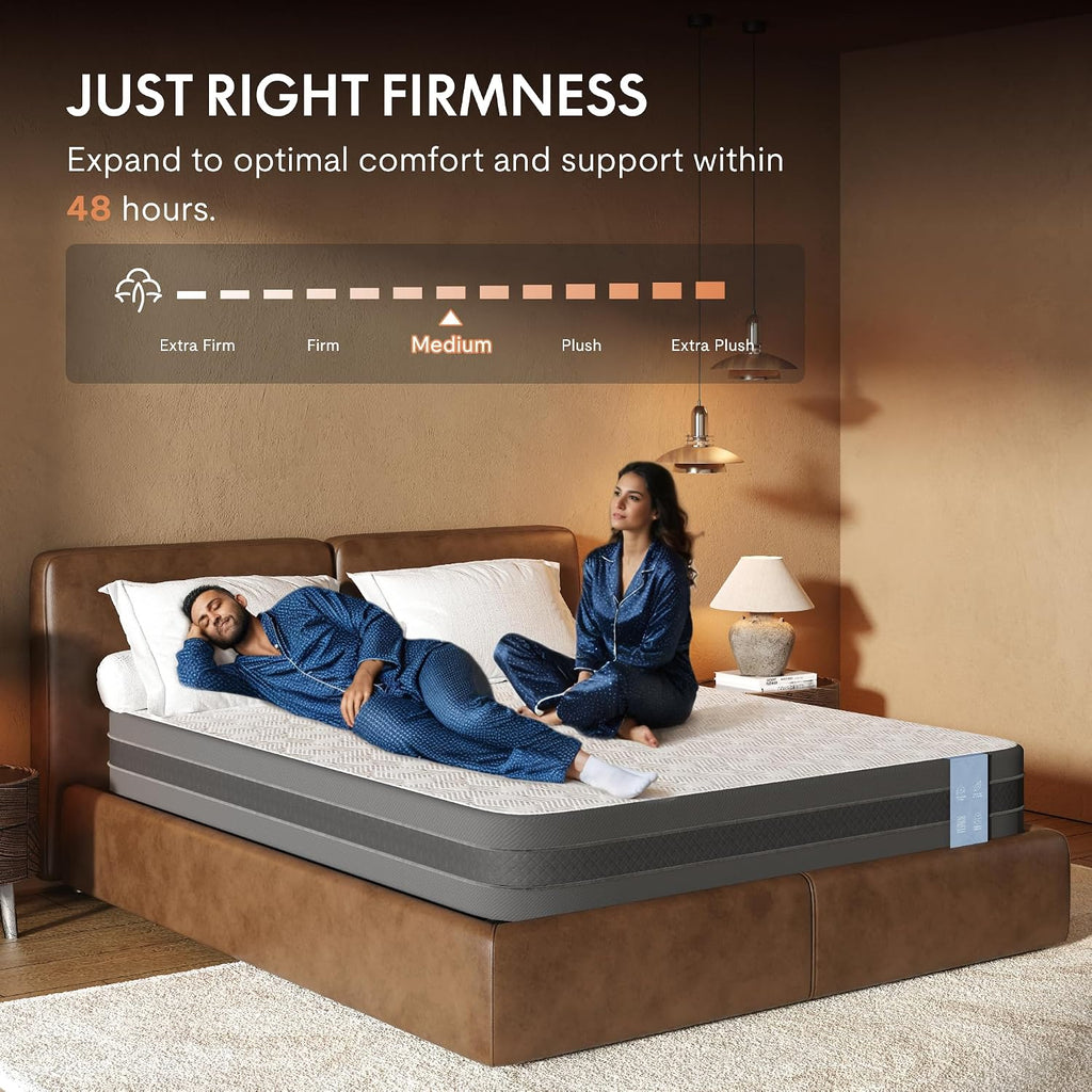 FLEXISPOT Split King Adjustable Bed Frame Base with 10 Inch Gel Memory Foam Mattress, Simultaneous Head & Foot Incline, Viscose from Bamboo, Medium Firm, Certi-PUR & Oeko-TEX Certified.