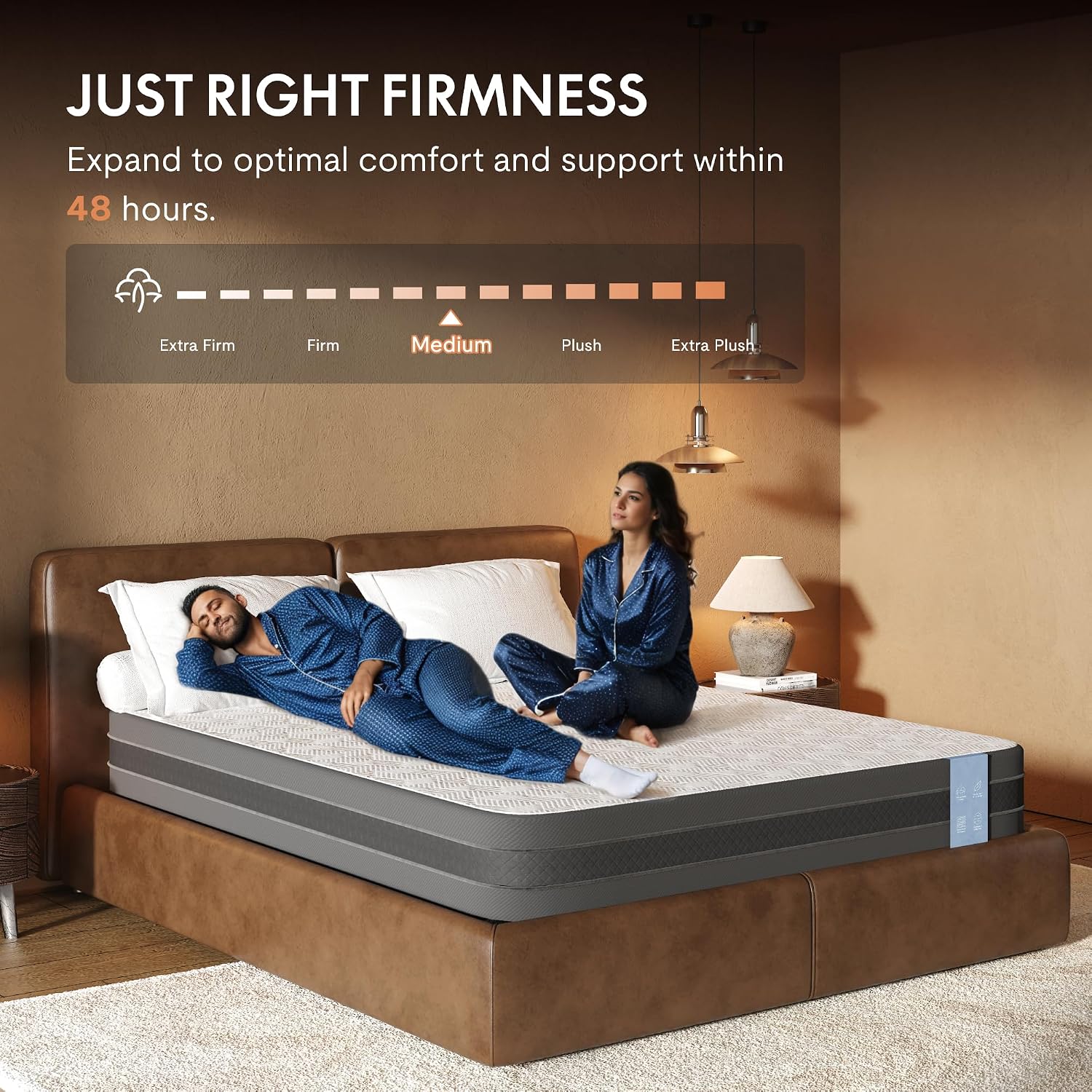 FLEXISPOT Split King Adjustable Bed Frame Base with 10 Inch Gel Memory Foam Mattress, Simultaneous Head & Foot Incline, Viscose from Bamboo, Medium Firm, Certi-PUR & Oeko-TEX Certified.