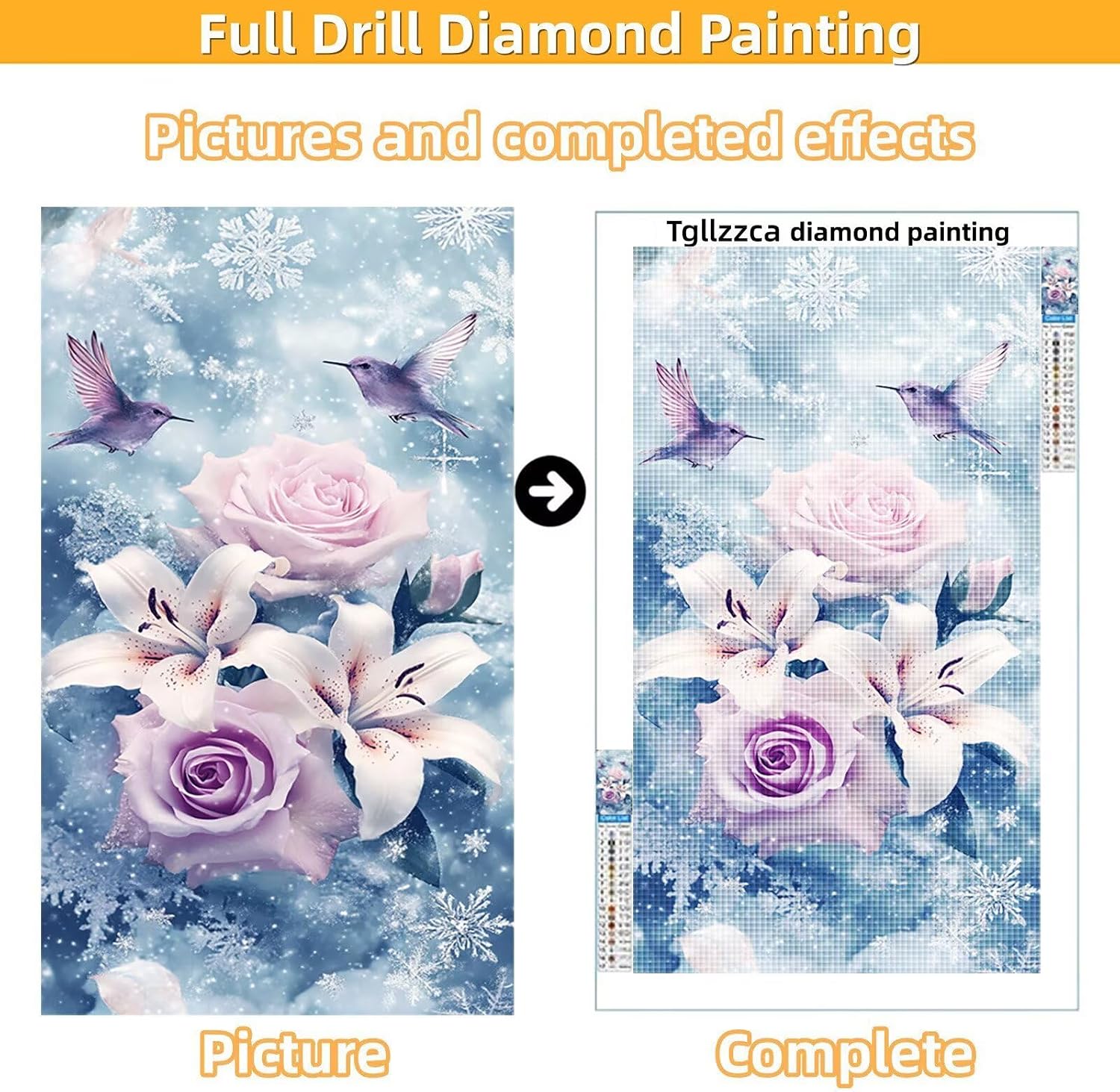 Diamond Art Kits for Adults Snow Diamond Painting Kits, 5D DIY Square Flower Full Drill Dimond Art Paintings Crystal Rhinestones Crafts for Adults for Home Wall Decor, Large Size 40 x 80 Inch,Model894