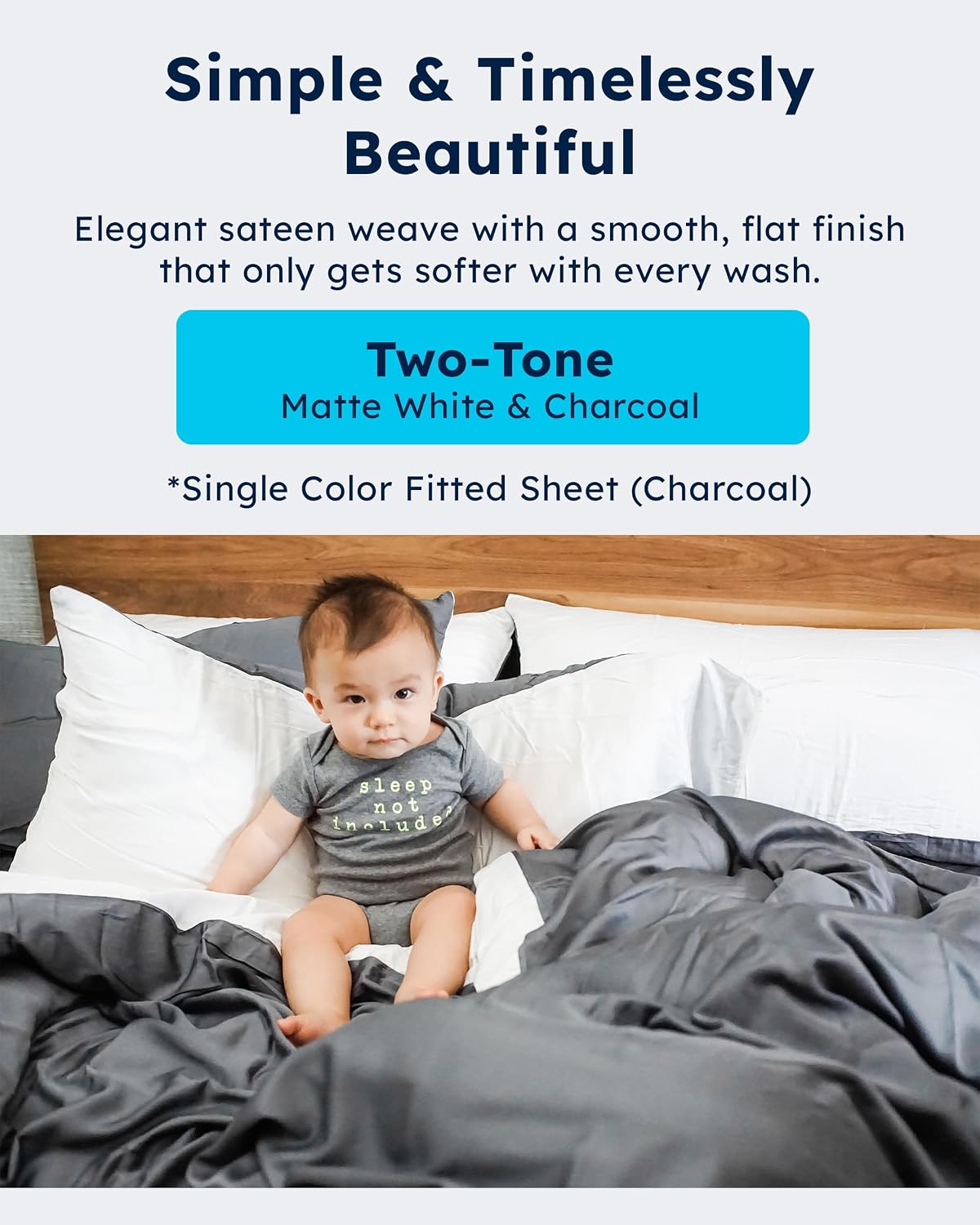Wooflinen 100% Viscose Derived from Bamboo Sheets & Duvet Cover Set – Soft Feel Like Silk Bed Sheets – Two-Toned, Breathable, Cooling Bedding – California King, 6 Pc Set