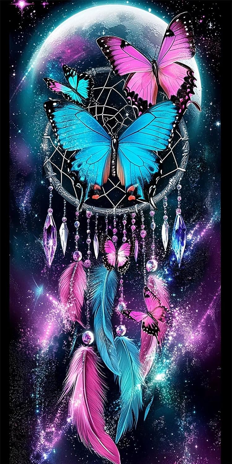 Diamond Art Kits for Adults Dreamcatcher Diamond Painting Kits, 5D DIY Square Butterfly Full Drill Dimond Art Paintings Crafts for Adults for Gift Home Wall Decor, Large Size 40 x 80 Inch, Model642
