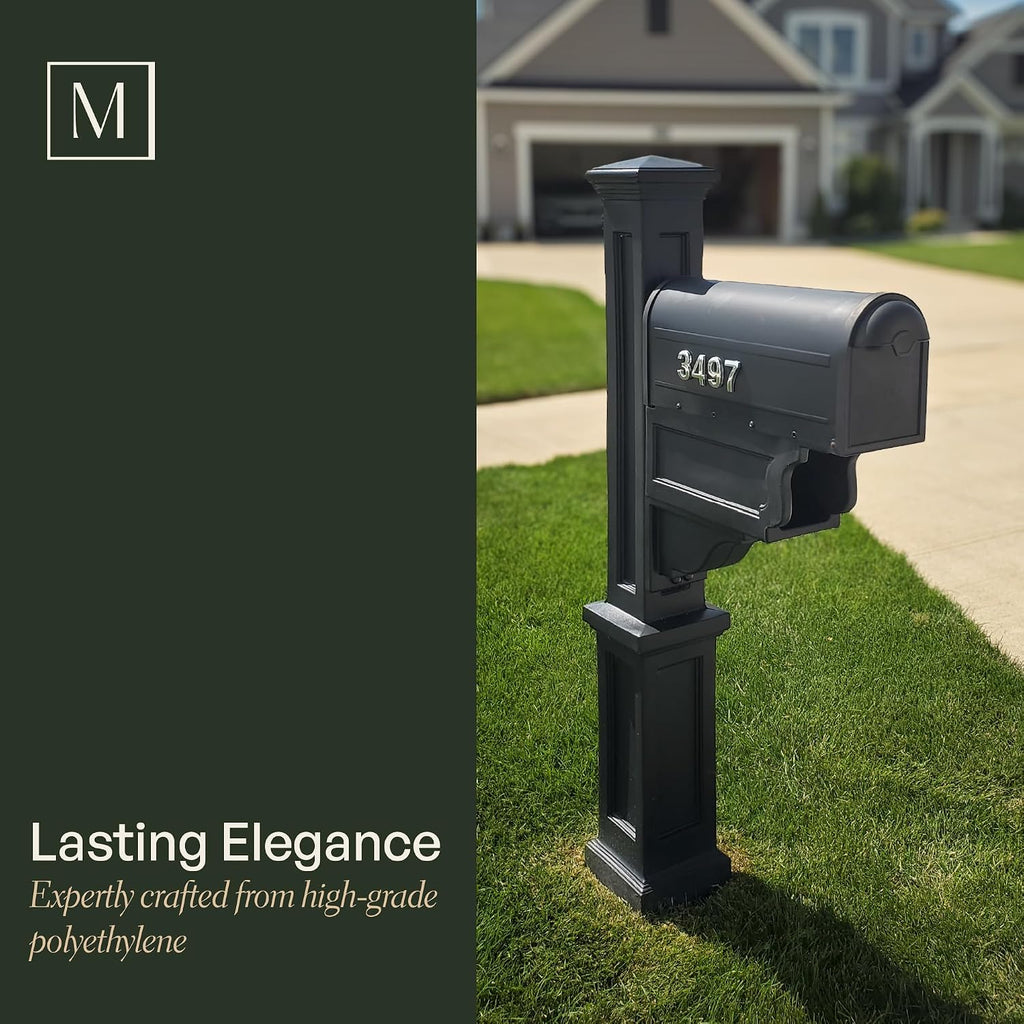 Mayne Dover Single Arm Mail Post - Black - 25.5in x 8in x 56.5in - Standard Post, Arm & Hardware Kit Included (5810-B)