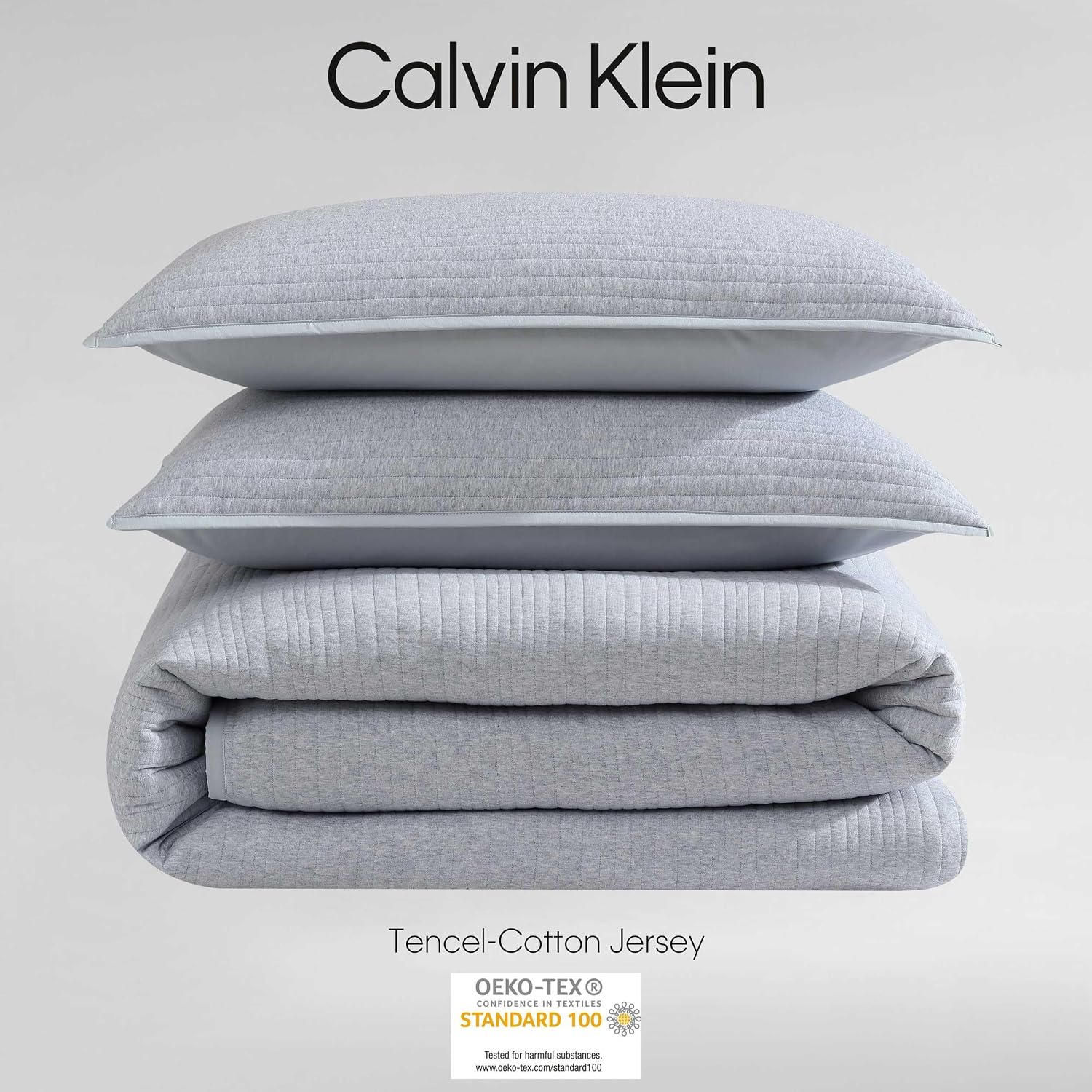 Calvin Klein - King Duvet Cover Set, Luxuriously Soft Home Decor, Modern Cotton Ribbed Matelasse Bedding (Grey Blue Heather, King)