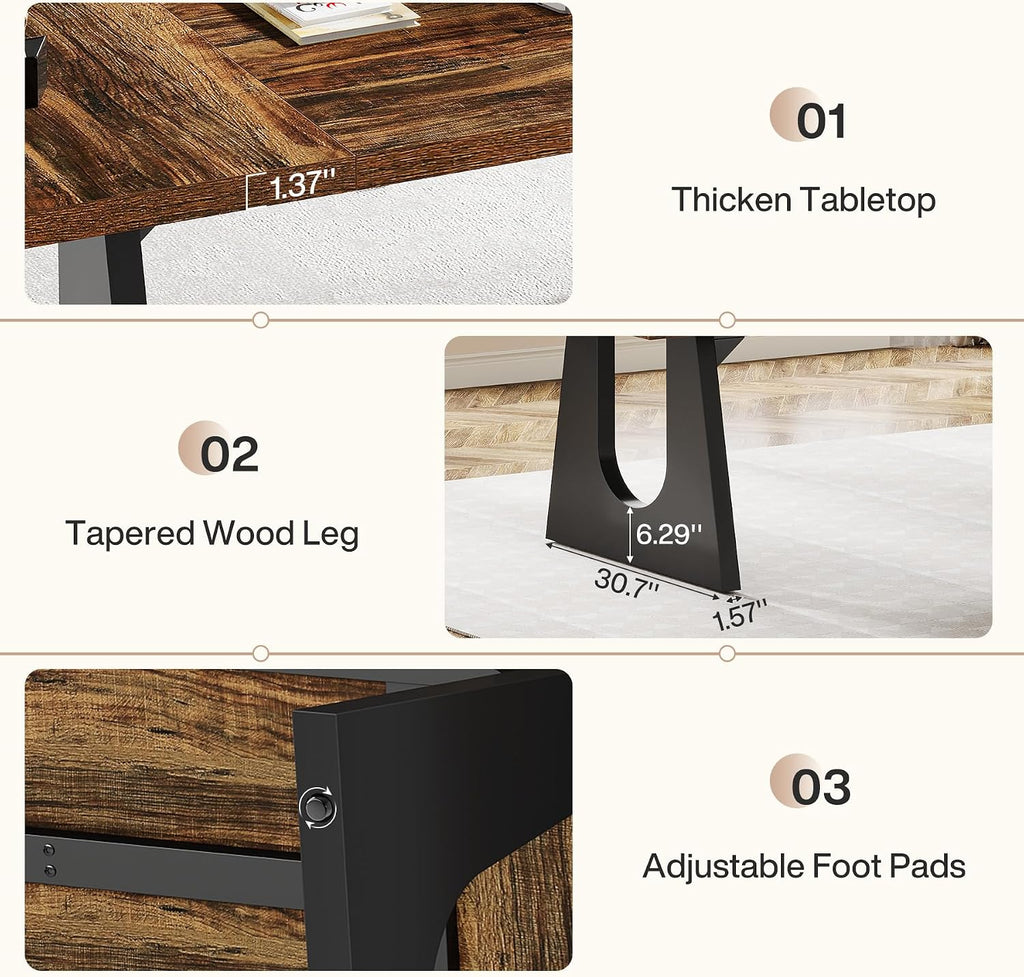 Tribesigns 70.86-Inch Executive Desk, Large Computer Office Desk with Double Wood Pedestal, Modern Simple Style Rectangle Writing Table for Home Office (Dark Brown)