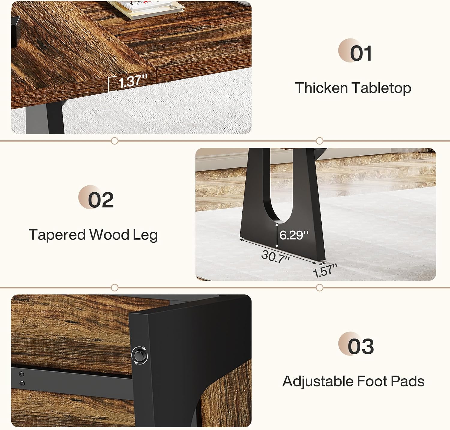Tribesigns 70.86-Inch Executive Desk, Large Computer Office Desk with Double Wood Pedestal, Modern Simple Style Rectangle Writing Table for Home Office (Dark Brown)