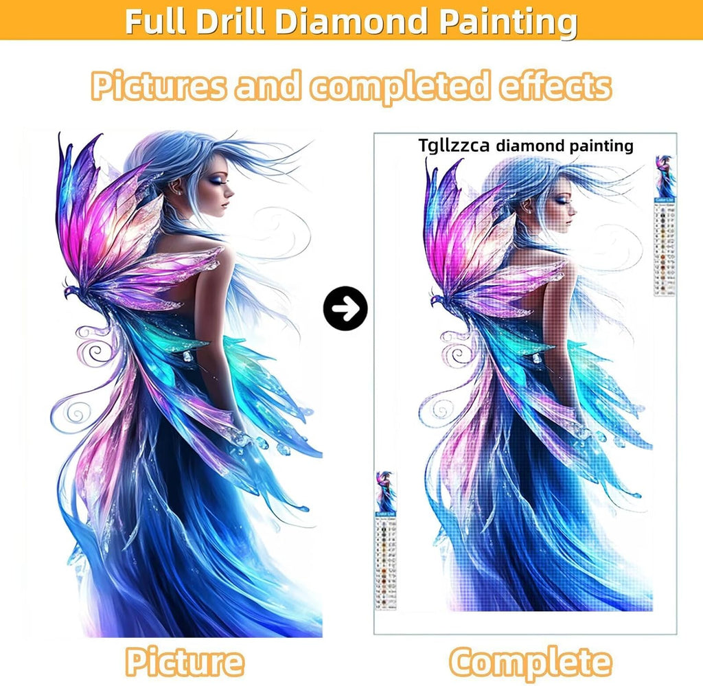 Diamond Art Kits for Adults Elves Diamond Painting Kits, 5D Round Girl Full Drill Dimond Art Paintings Crystal Rhinestones Crafts for Adults for Gift Home Wall Decor, Large Size 40 x 80 Inch, Model849