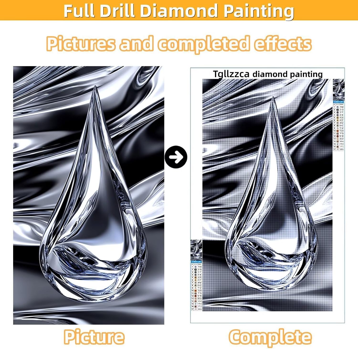 Diamond Art Kits for Adults Abstract Diamond Painting Kits, 5D DIY Square Water Droplets Full Drill Dimond Art Paintings Crafts for Adults for Gift Home Wall Decor, Large Size 36 x 72 Inch, Model984