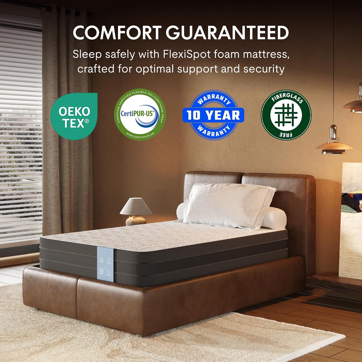 FLEXISPOT Twin XL Adjustable Bed Frame Base with 10 Inch Gel Memory Foam Mattress, Simultaneous Head & Foot Incline, Viscose from Bamboo, Medium Firm, Certi-PUR & Oeko-TEX Certified.
