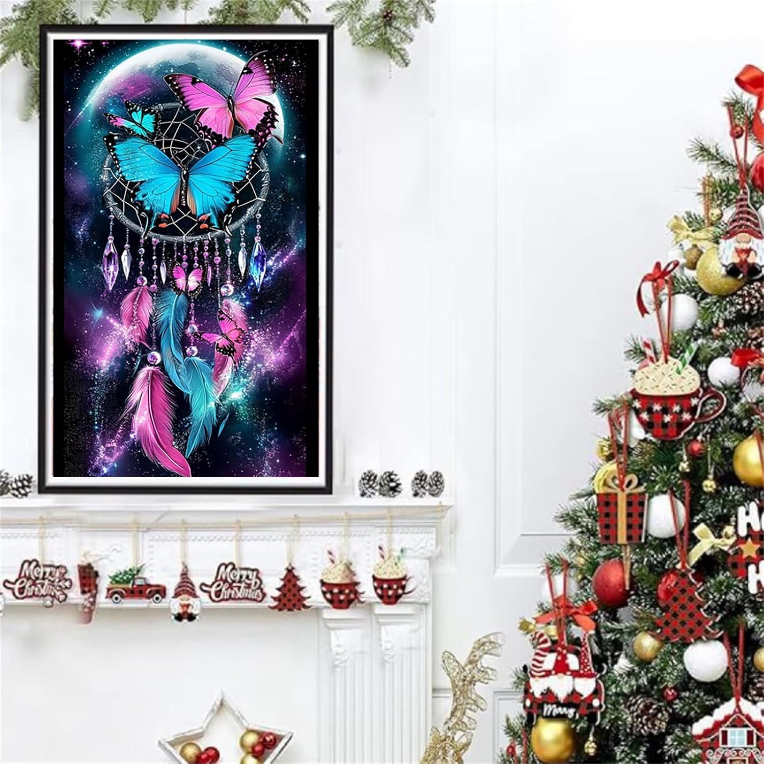 Diamond Art Kits for Adults Dreamcatcher Diamond Painting Kits, 5D DIY Square Butterfly Full Drill Dimond Art Paintings Crafts for Adults for Gift Home Wall Decor, Large Size 40 x 80 Inch, Model642