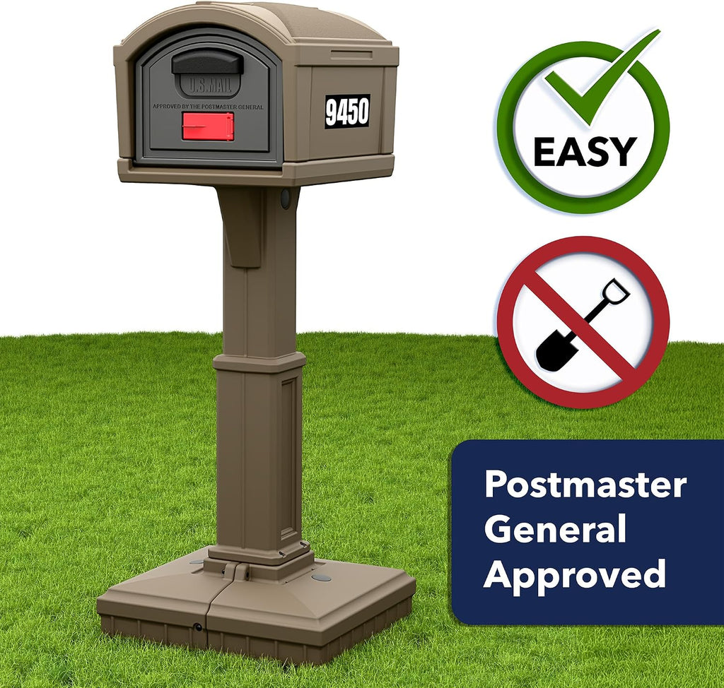 Simplay3 USPS T4 Extra Large Capacity XL Dig-Free Mailbox with Durable Double-Wall Construction, Weather-Resistant Design, and Easy No-Dig Installation, Driftwood, Made in the USA