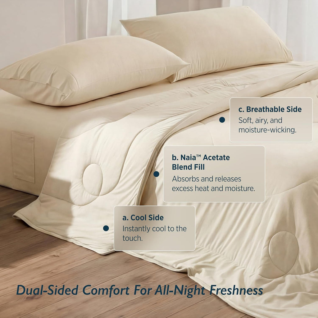 Breescape Cooling Comforter Blanket - BlendTek Q-Max>0.46 Tech, Cooling Blanket for Hot Sleepers & Night Sweats Relief, Breathable Lightweight Summer Bedding, Queen 96x96 Inches, Ivory