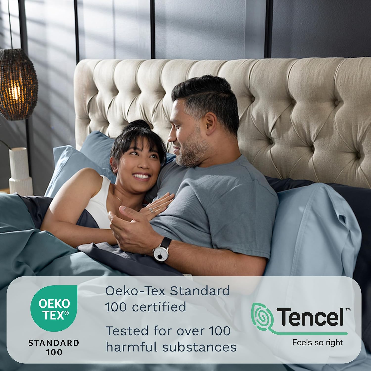 Olive + Crate Tencel Lyocell Eucalyptus Queen Size Sheet Set - Cooling Tencel Sheets for Hot Sleepers with 18 Inch Deep Pocket Fit - Charcoal 4-Piece Set