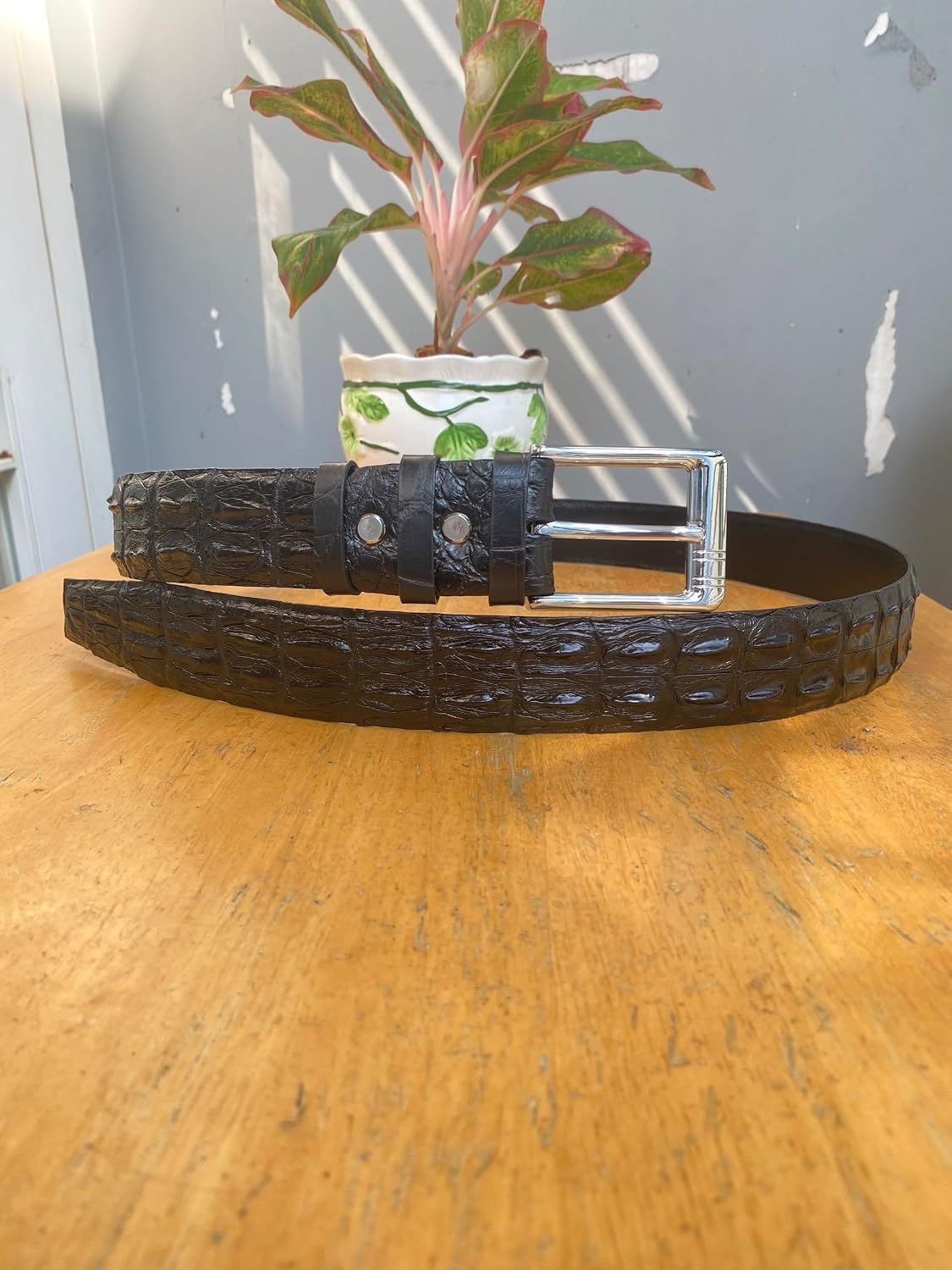 Genuine Alligator Leather Belts Buckle for Men, Crocodile Skin Belt for Mens