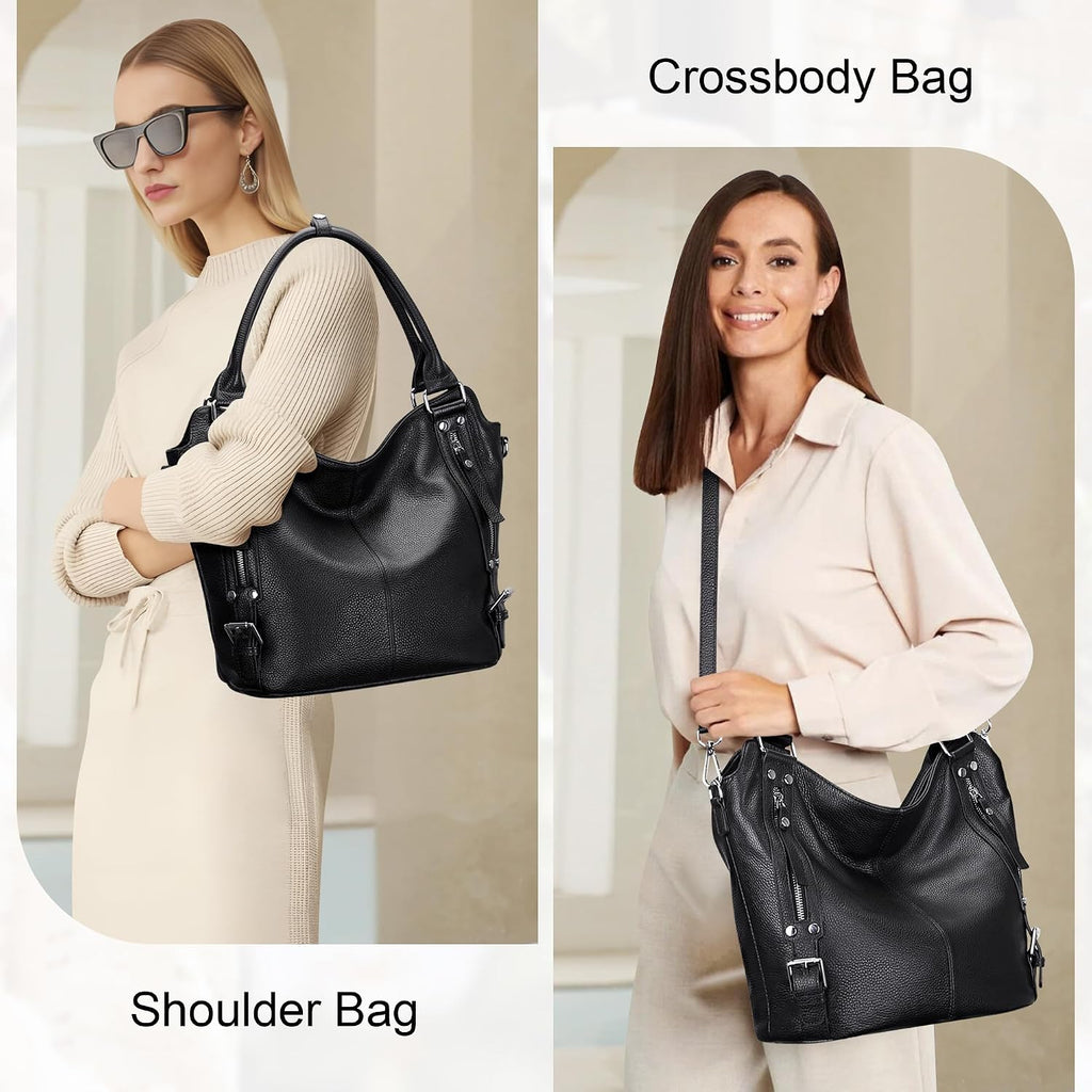 Over Earth Genuine Leather Handbags for Women Hobo Shoulder Bags Ladies Tote Bag
